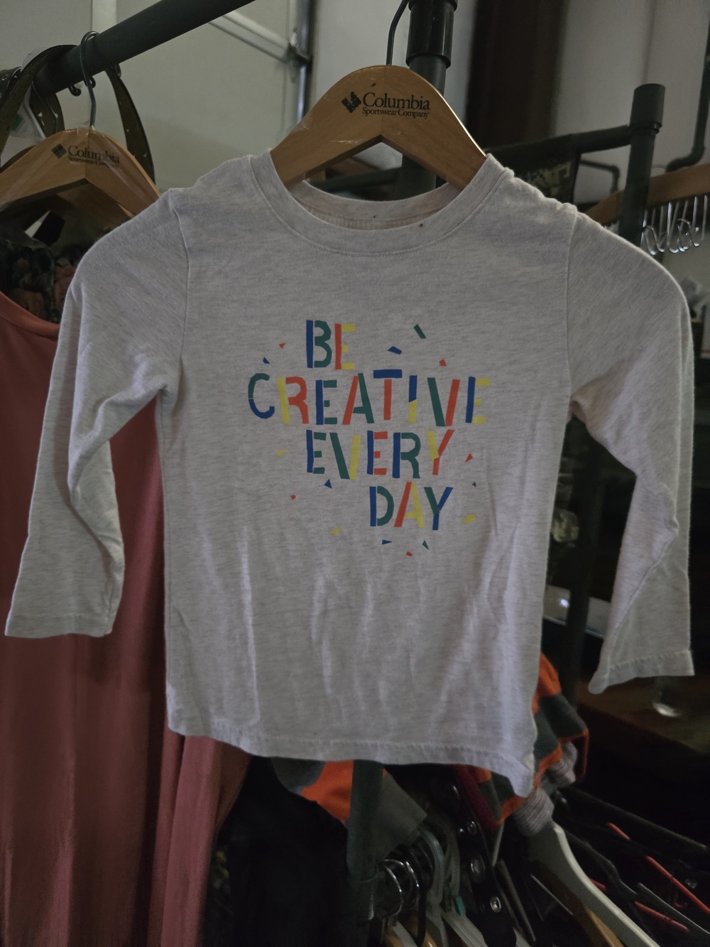 Cat & Jack, Kids 'Be Creative Every Day' Light Gray Long-Sleeve Tee